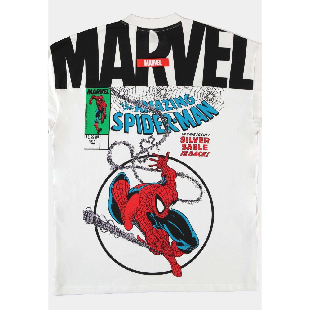 Marvel SpiderMan - Split Comic (Loose Fit) Tshirt Homme - Blanc